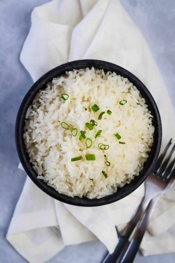 top down view of instant pot coconut rice