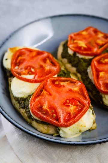 pesto chicken bake on a plate