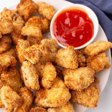 plate of air fryer chicken bites