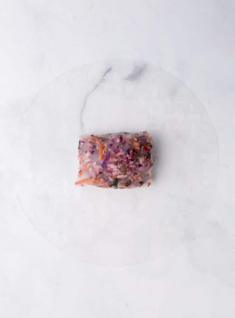 assembling a rice paper roll