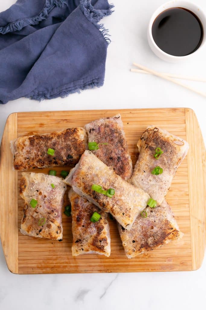 rice paper dumplings on a cutting board