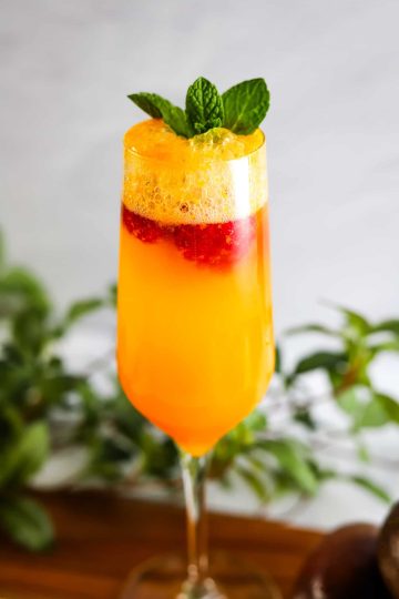 close up of a passion fruit mimosa